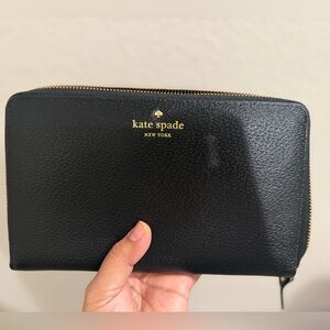 Large Kate Spade Black Zip-Around Wallet